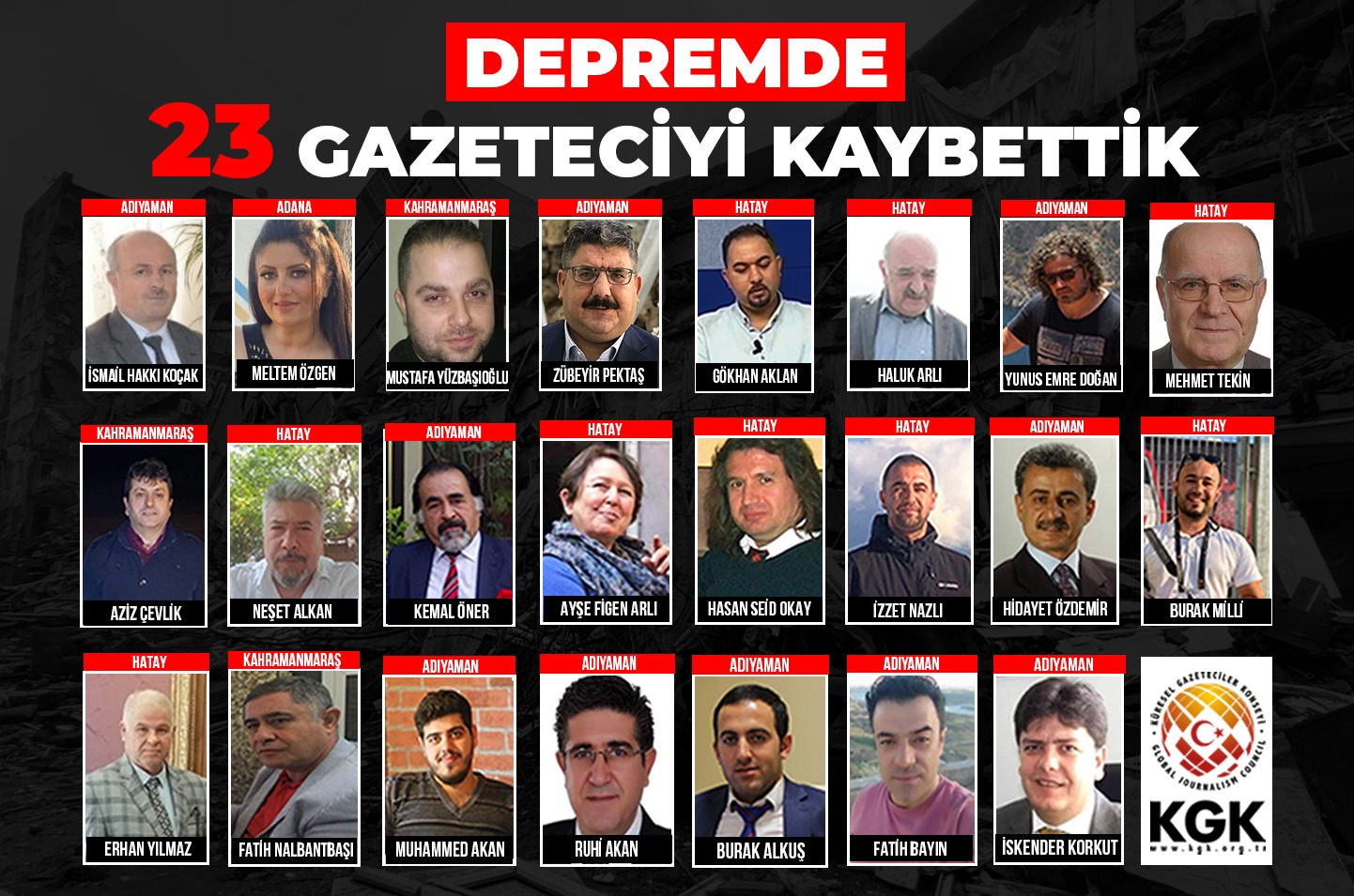 Depremde kaybettiğimiz gazeteci sayısı 23’e yükseldi…