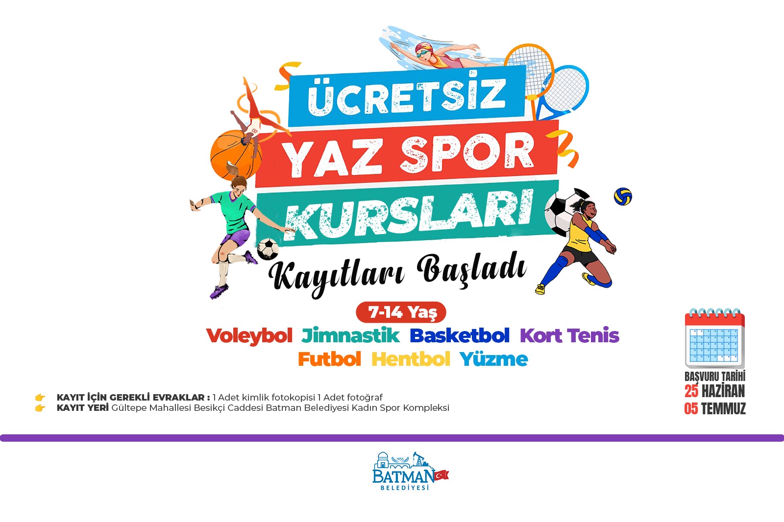 Ücretsiz yaz spor kursları başladı