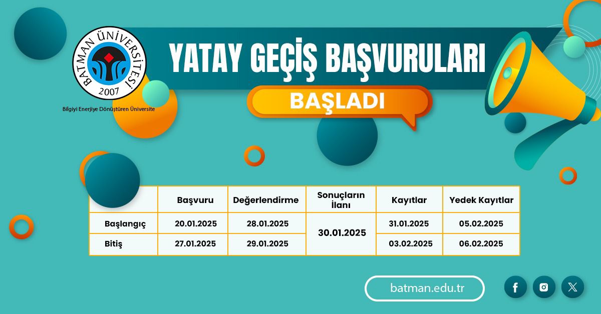 BÜ’de Yatay Geçiş Başvuruları Başladı