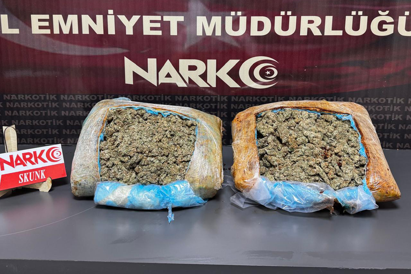 2 kilo 500 gram skunk ele geçirildi