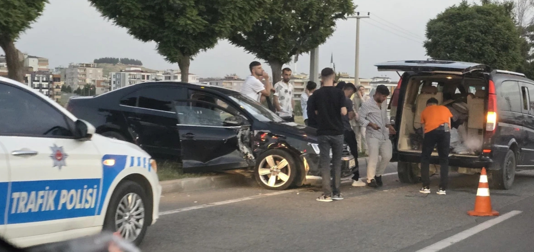 Şehir girişinde korkutan kaza