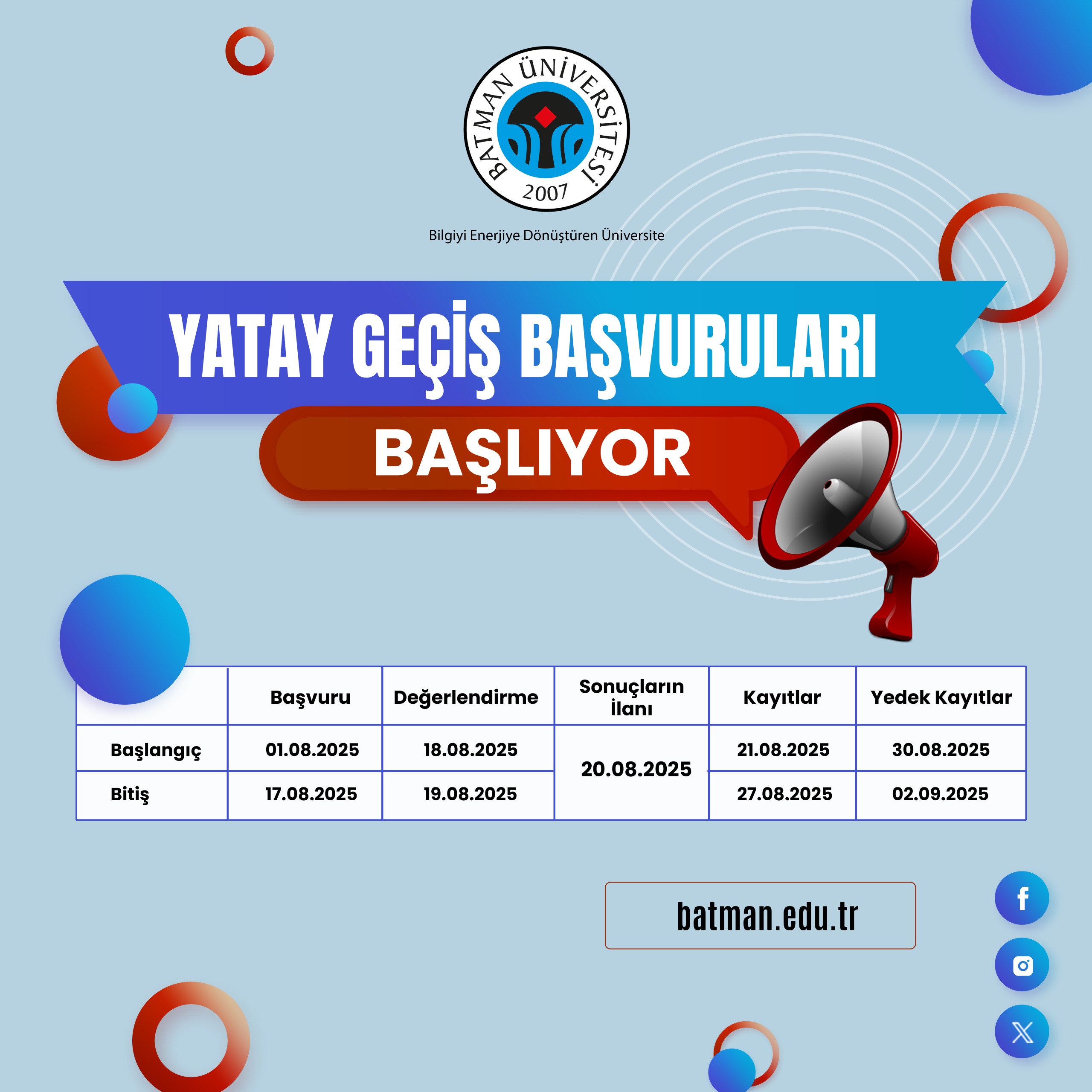 Yatay geçiş başvuruları 1 Ağustos’ta başlıyor