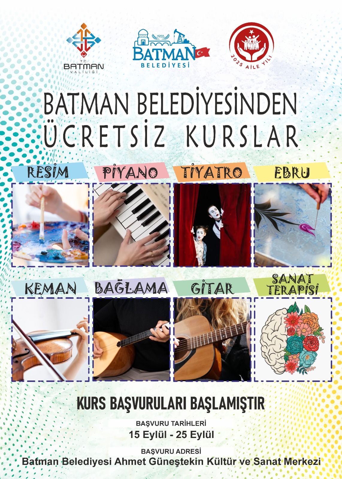 8 Branşta ücretsiz sanat kursu