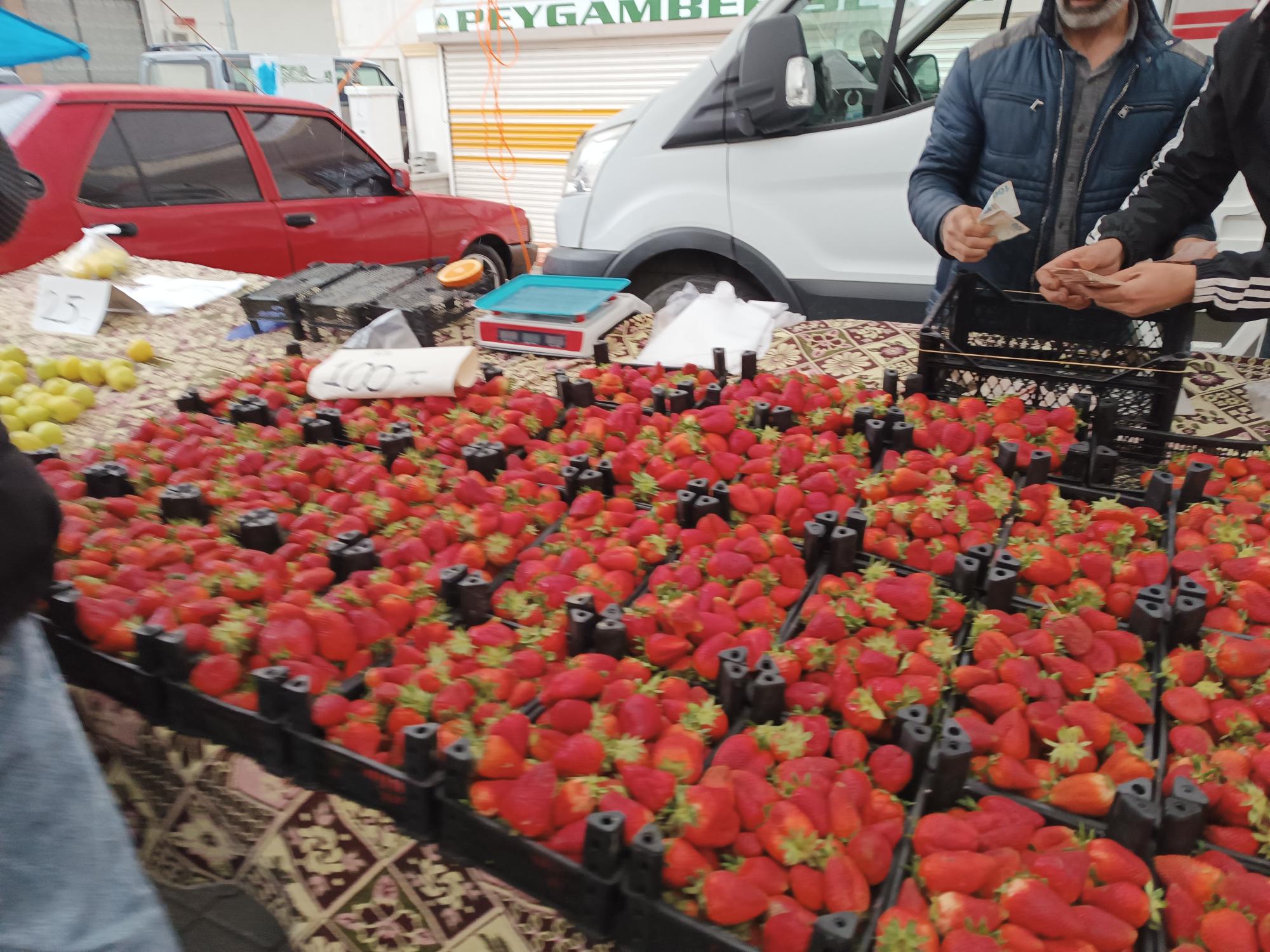 Çilekler tezgahları süslüyor