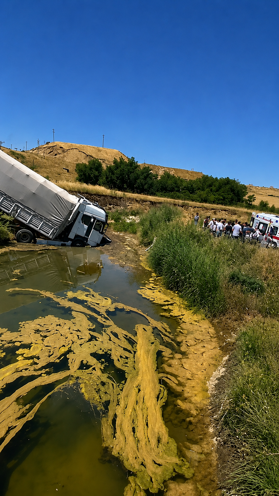 Bariyerleri aşıp sulama kanalına uçtu