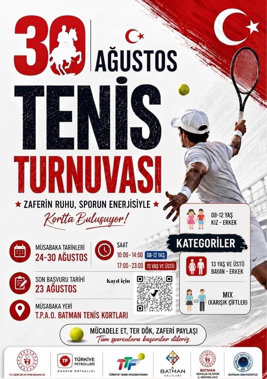 30 Ağustos coşkusu kortlara taşınıyor