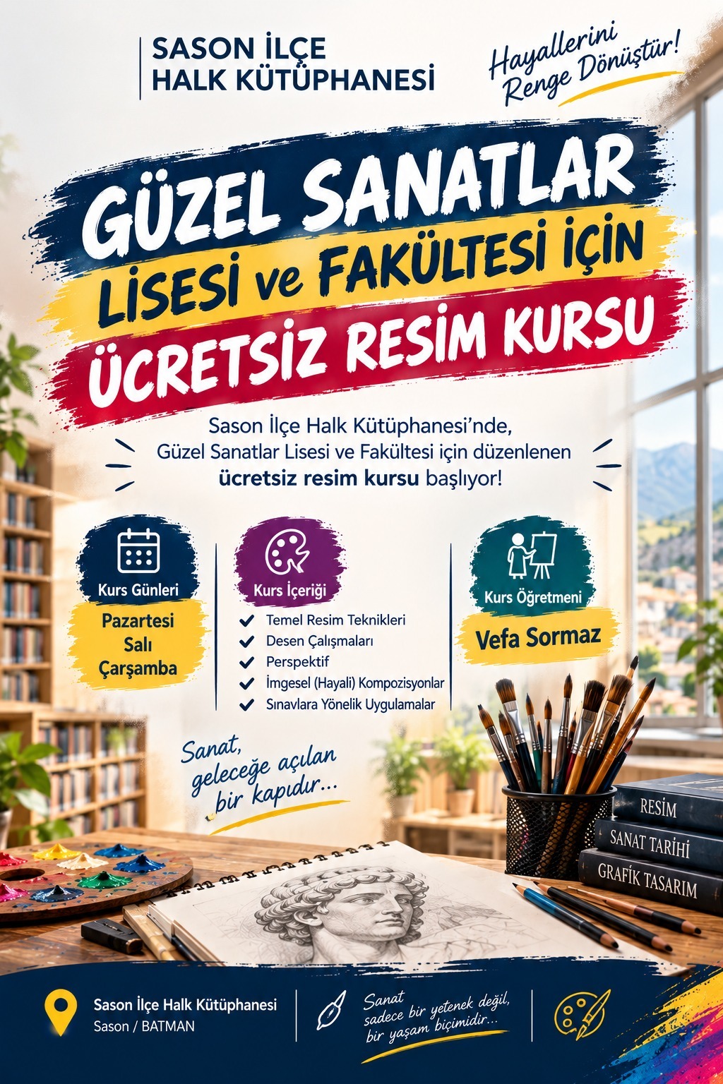 Gençlere ücretsiz resim kursu