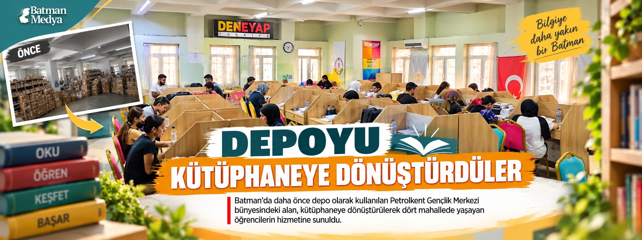 Depoyu kütüphaneye dönüştürdüler