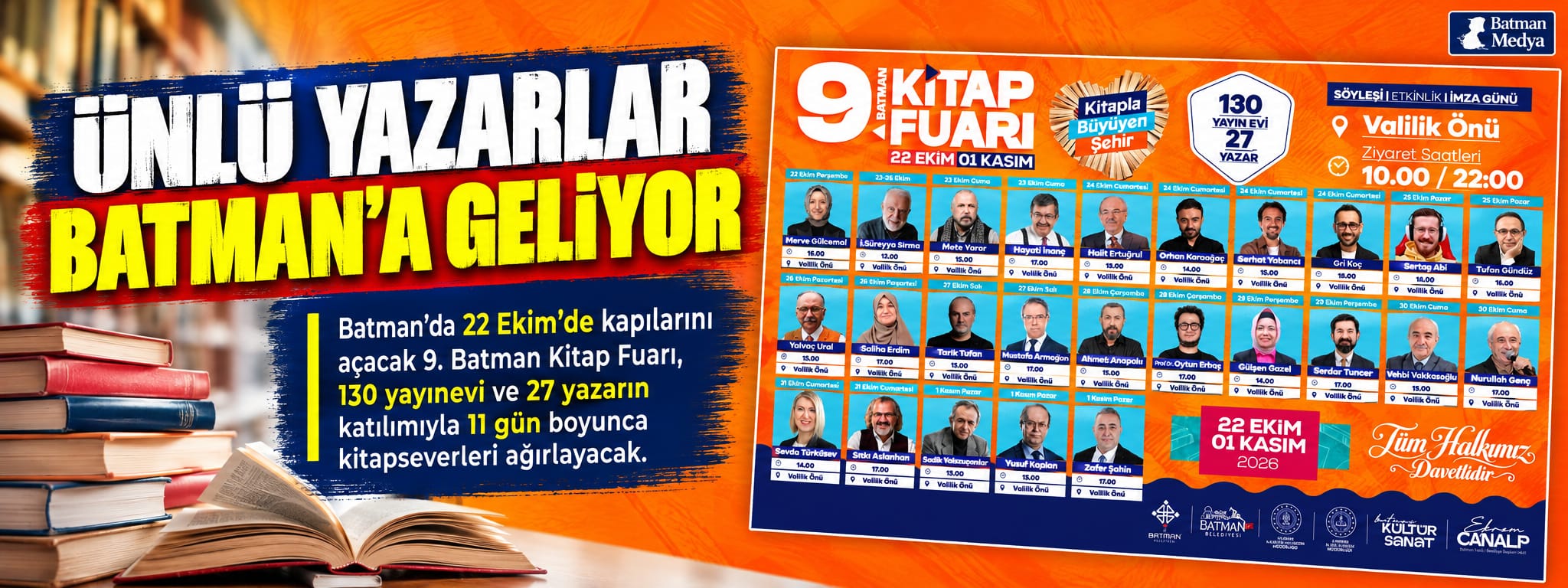 Ünlü yazarlar Batman’a geliyor